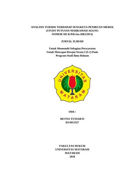 PDF ANALISIS YURIDIS TERHADAP SENGKETA PENIRUAN Merek Mempunyai