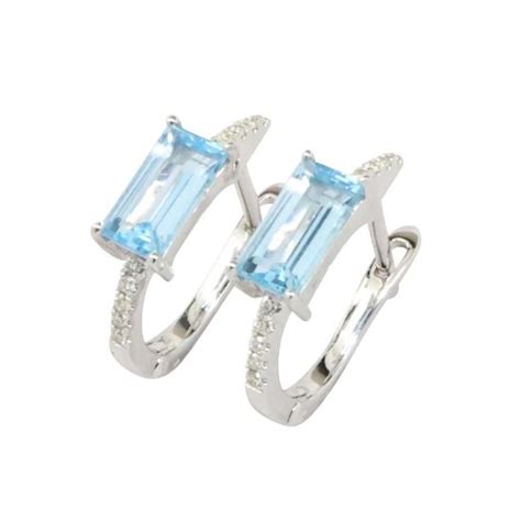 The Silver Queen 14K White Gold Sky Blue Topaz And Diamond Earrings