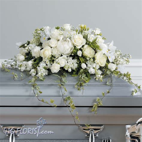 Pure White Casket Spray C2369 Funeral Flower Arrangements