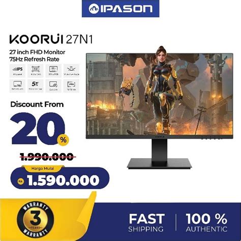 Jual KOORUI 27 Inch FHD Display 1920x1080p IPS 75Hz Monitor 27N1 5ms 99