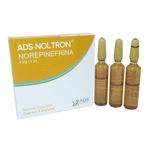 Norepinefrina 4mg 4ml Caja 5 Ampollas ADS Pharma Precio Contado