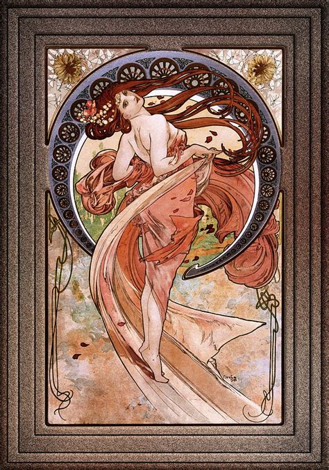 Dance By Alphonse Mucha Black Background Painting By Rolando Burbon