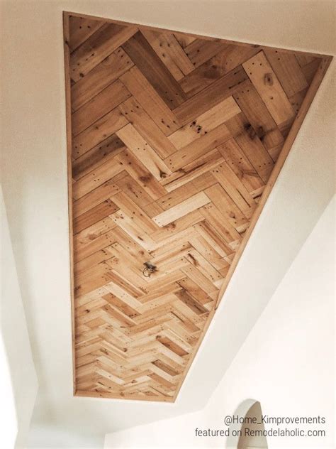 Inexpensive Diy Herringbone Wood Ceiling Using Pallets Wood Ceilings