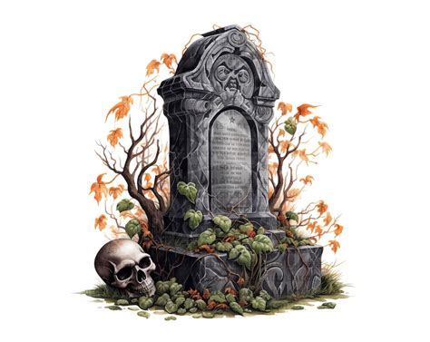 20 Spooky Halloween Tombstones Clipart Pack Watercolour - Etsy