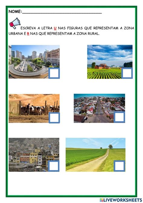 Identify Urban and Rural Areas | Espacio rural y urbano