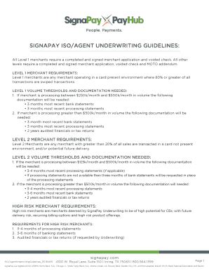 Fillable Online SIGNAPAY ISO AGENT UNDERWRITING GUIDELINES Fax Email