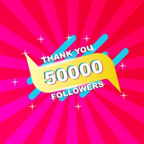 Thank You 50000 Followers Greeting Card Templates For Social Networks