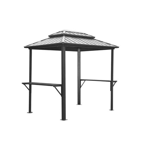 Zeus And Ruta 6 Ft X 8 Ft Gray Aluminum Metal Bbq Grill Gazebo With