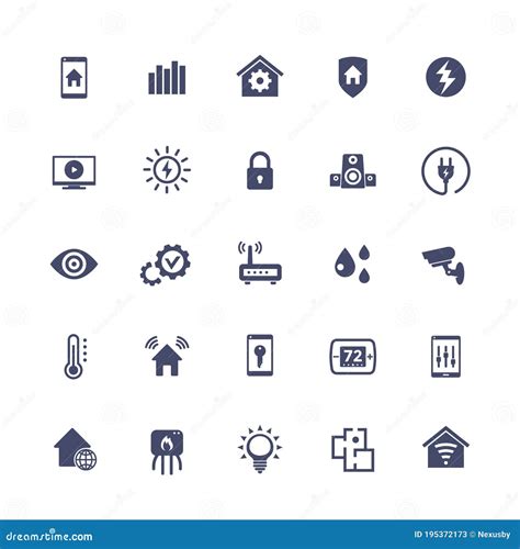 Smart Home House Automation System Icons Set Stock Vector