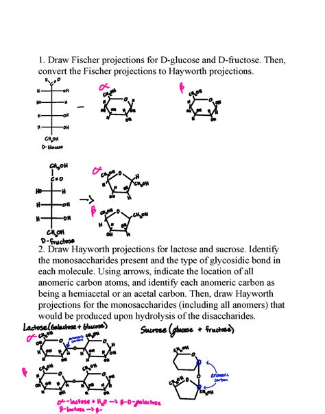 Seminar Problems Week 13 1 Draw Fischer Projections For D Glucose And D Fructose Then