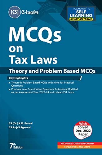 Buy Taxmann S MCQs On Tax Laws Paper 4 Tax Covering Theory