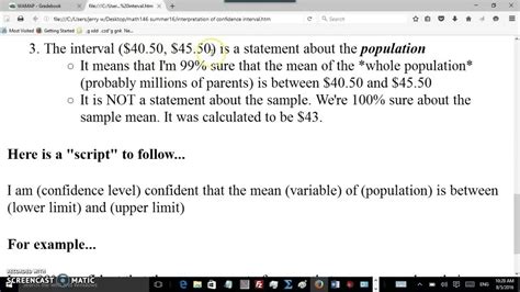 How To Interpret A Confidence Interval Means Youtube