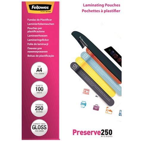 Fellowes Pochettes A Plastifier A Brillante Microns Pcs