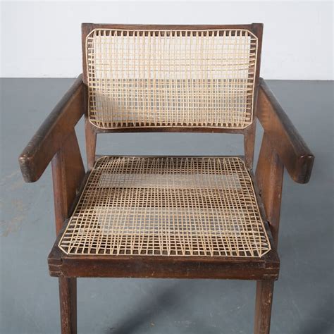 Vintage Cane Office Chair For Chandigarh Pierre Jeanneret India 1950