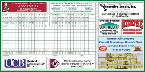 Scorecard - Sugar Ridge Golf Club