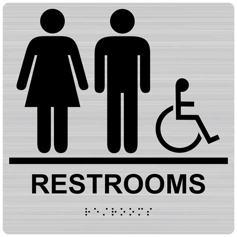 Ada Restrooms Braille Restrooms Sign Rre 115 99blkonbrslvr