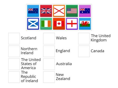 Flags of English-speaking countries - Match up