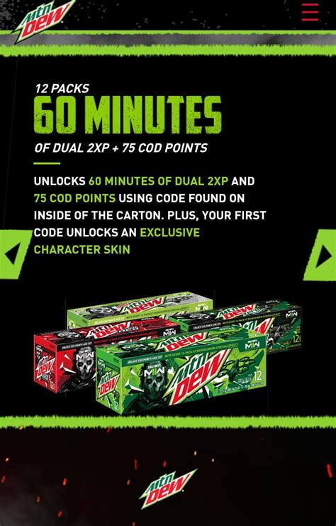 Mtn Dew 12 Pack Codes 6 Each No Trades Rjacklinks