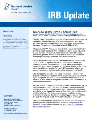 Fillable Online IRB Update National Jewish Health Fax Email Print