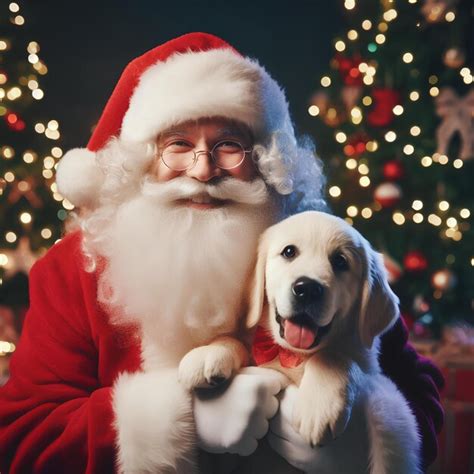 Papai Noel Um Cachorro Fofo Foto Premium