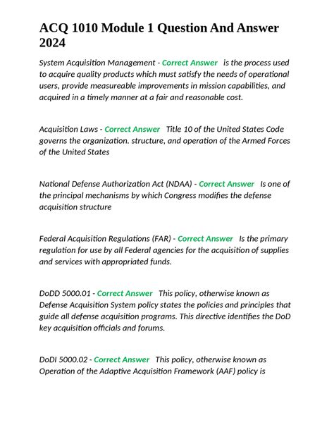 ACQ 1010 Module 1 Question And Answer 2024 System Acquisition