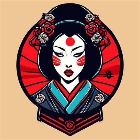 Geisha Japonesa Samurai Garota Desenhada M O Plano Elegante Adesivo