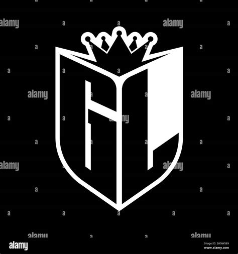 Gl Letter Bold Monogram With Shield Shape And Sharp Crown Inside Shield