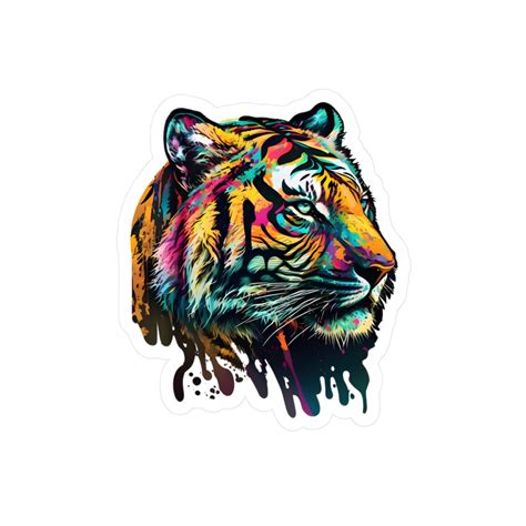 Bengal Tiger Sticker Tiger Sticker Colorful Sticker Acrylic Paint