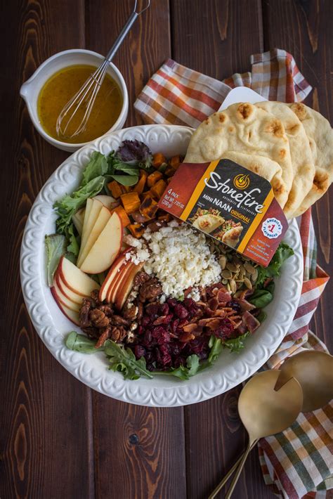 Fall Harvest Salad With Stonefire Naan Stonefire Authentic Flatbreads