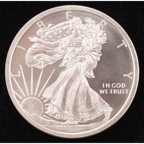 1 Troy Ounce 999 Fine Silver Walking Liberty Half Dollar Bullion Round