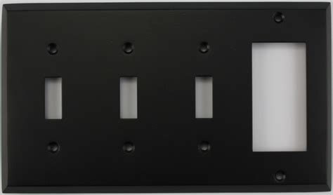 Classic Accents Inc Matte Black 4 Gang Combo Wall Plate 3 Toggle Switch 1 Gfcirocker