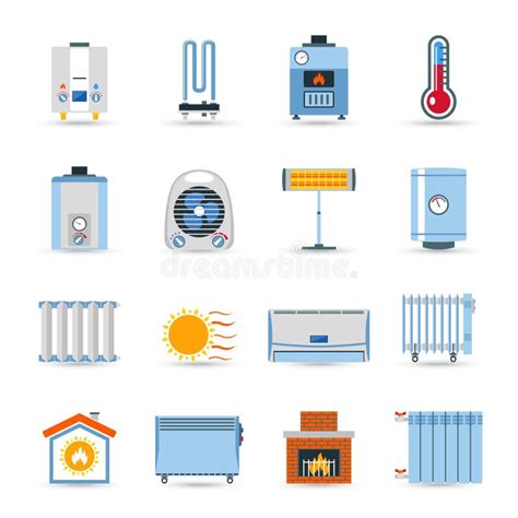 Sistema Plano De Calefacci N Del Icono Del Color Ilustraci N Del Vector