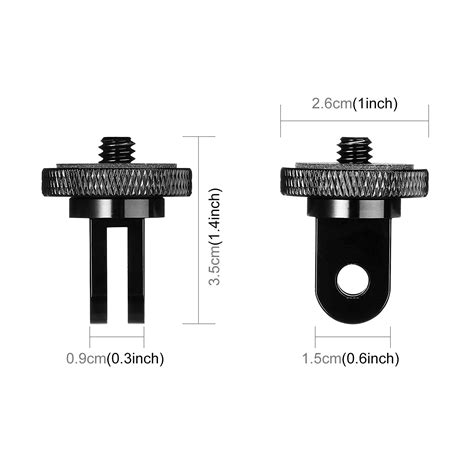 Puluz 1 4 Inch Screw Metal Tripod Mount Action Camera Adapter Black