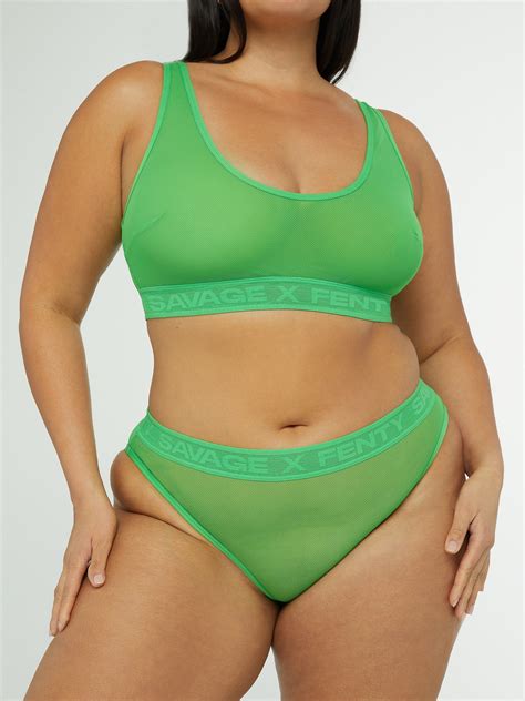 Nothin But Net High Leg Bikini In Green Savage X Fenty