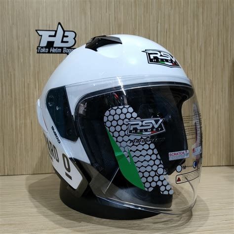 Jual Helm Rsv Sv White Half Face Double Visor Paket Spoiler Leopard