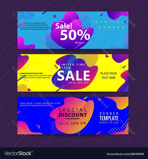 Horizontal Banner Set With Modern Colorful Fluid Vector Image