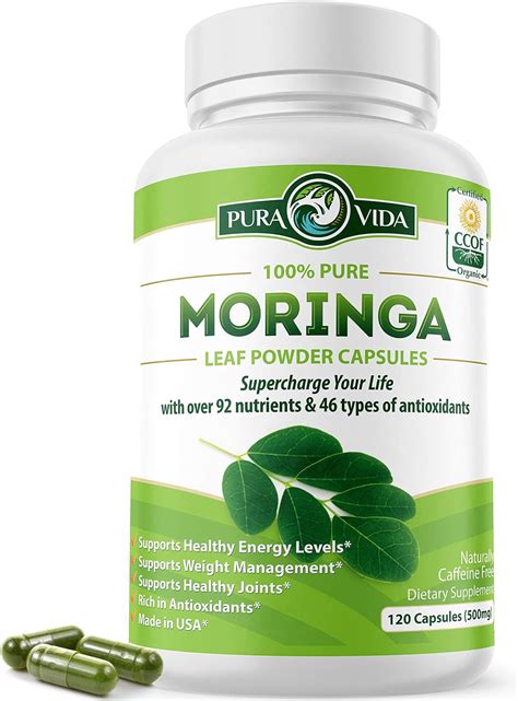 Moringa Capsules By Pura Vida Moringa Organic Moringa Powder