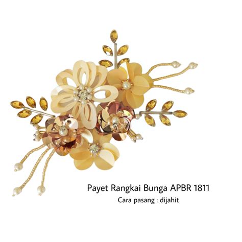 Jual Payet Rangkai Bunga 3d Apbr 1811 Lengan Pinggang Bahu Kuning Gold