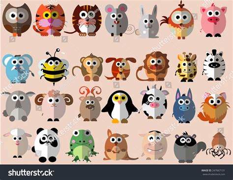 Cute Animals Cartoon Illustrator Flat Design Stock Vector Illustration ...