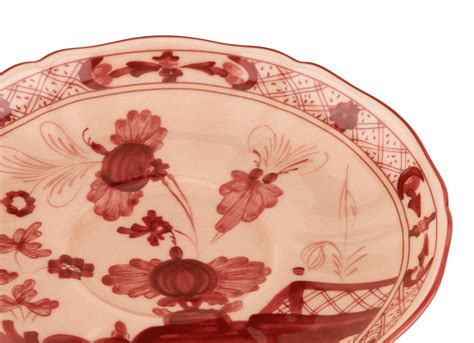 Assiettes à Thé En Porcelaine Rose Vermillon Ginori 1735