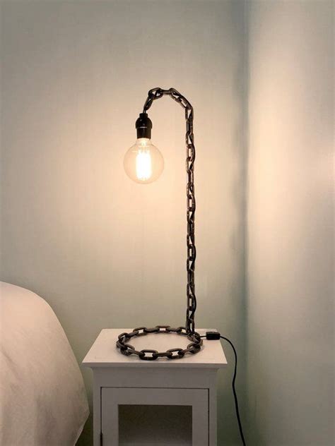 Chain Desk Lamp Etsy Industrial Chic Pipe Lamp Lighting Store Lamp Bases Desk Lamp Light