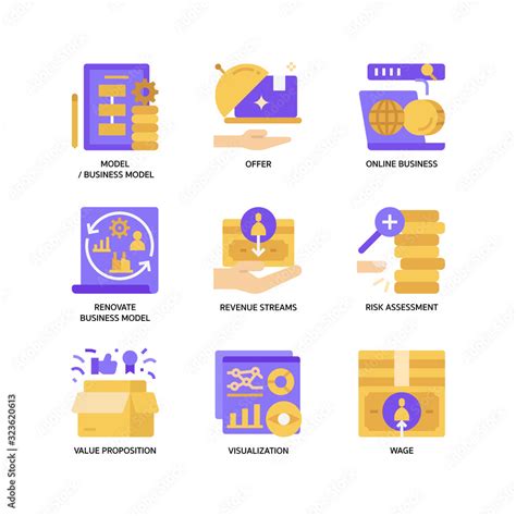 Business model canvas icons set Stock Vector | Adobe Stock