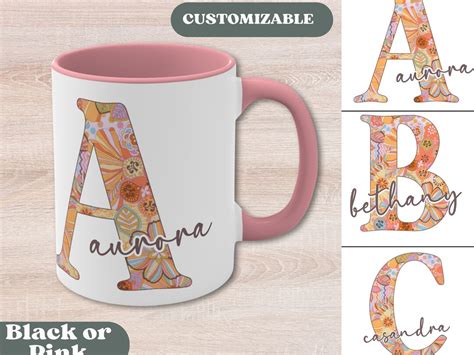 Custom Monogram Mug Personalized Ceramic Coffee Cup Name Mug Initial