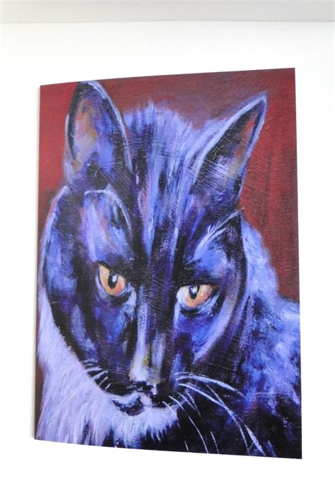 Black and White Cat Blank Greeting Card From my Original Art Acrylic ...