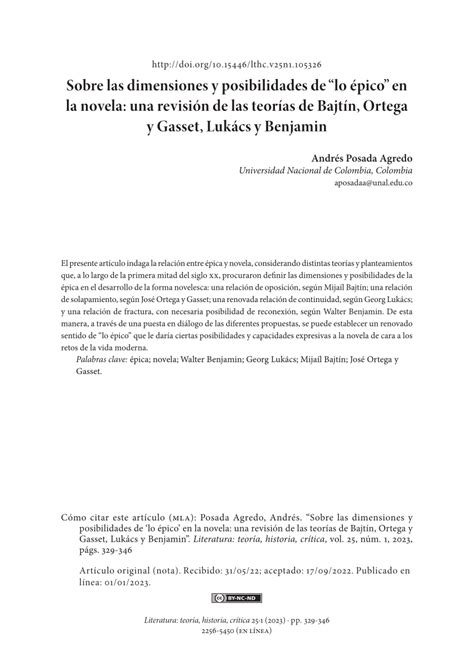 PDF Sobre las dimensiones y posibilidades de lo épico en la novela