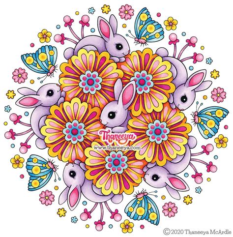 Cute Bunny Mandala Coloring Page From Thaneeya McArdle S Woodland