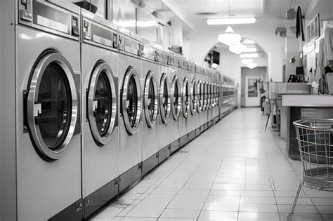 Premium Ai Image A Row Of Washing Machines In The Laundry Room Ai