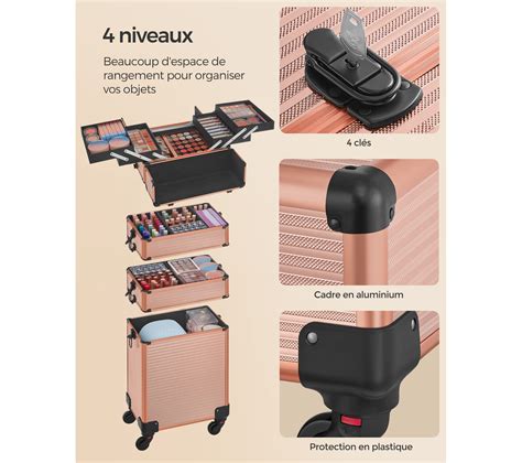 Valise De Maquillage Professionnel 4 en 1 Mallette Cosmétique Xxl 34