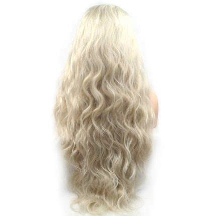 Ombre Platinum Blonde Long Curly Synthetic Lace Front Wigs Kryssma