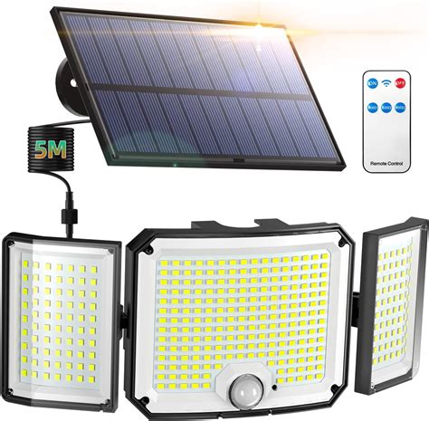 Webeqer Solar Lights Outdoor Led Solar Security Lights With Remote